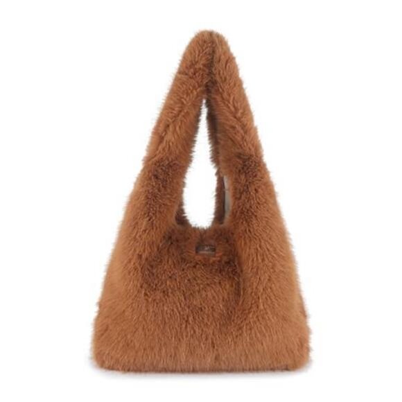 Handbags - Faux Fur Purses for Women Winter Fluffy Bag Large Capacity Fuzzy Purse Cute